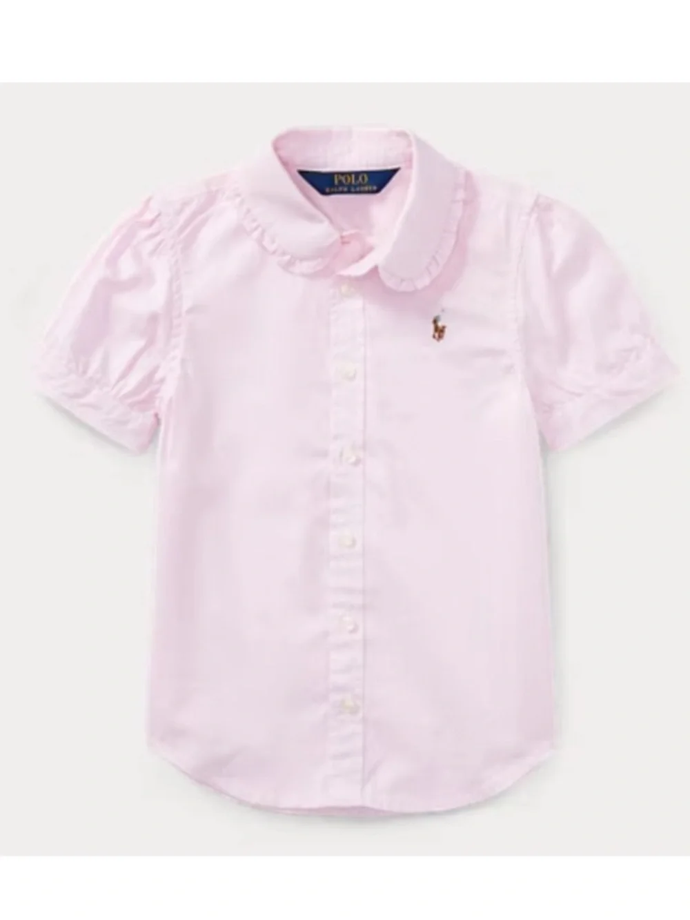 Ralph Lauren Oxford Pink Ruffle Collar Button-Down Shirt